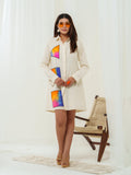 Handloom gradient block shirt dress