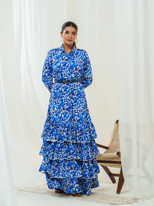 Blue Medow Three Tiered  Dress